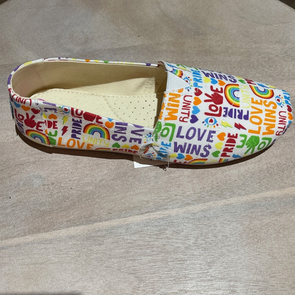 Toms Alpargata Unity Love Wins Pride Rainbow Slip on Shoes Womens Size 8.5